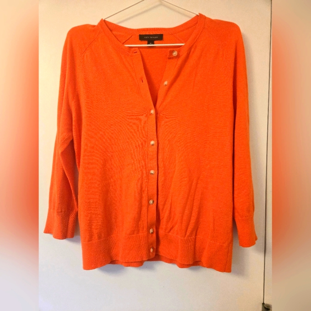 Ann‎ Taylor Vibrant Orange Cardigan